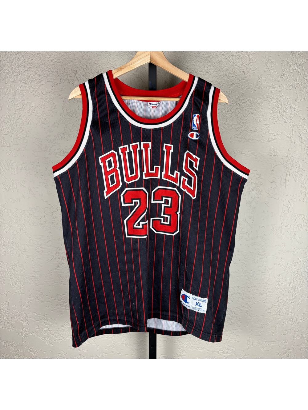 Vintage Champion Chicago Bulls Michael Jordan Pinstripe XL NBA Jersey